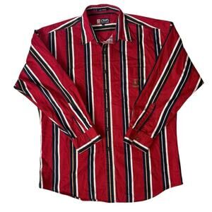 Vintage Chaps Ralph Lauren Shirt Mens L Red Striped Button-Down Long Sleeve